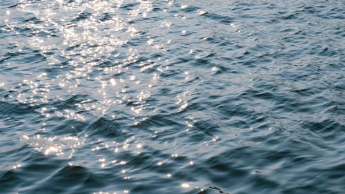 Close-up of a Bright Water Surface Reflecting the Sunlight