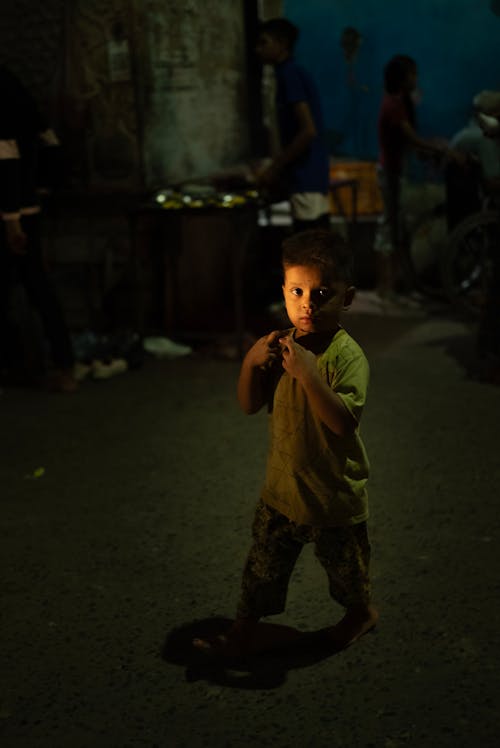 Little Boy Walking During the Night