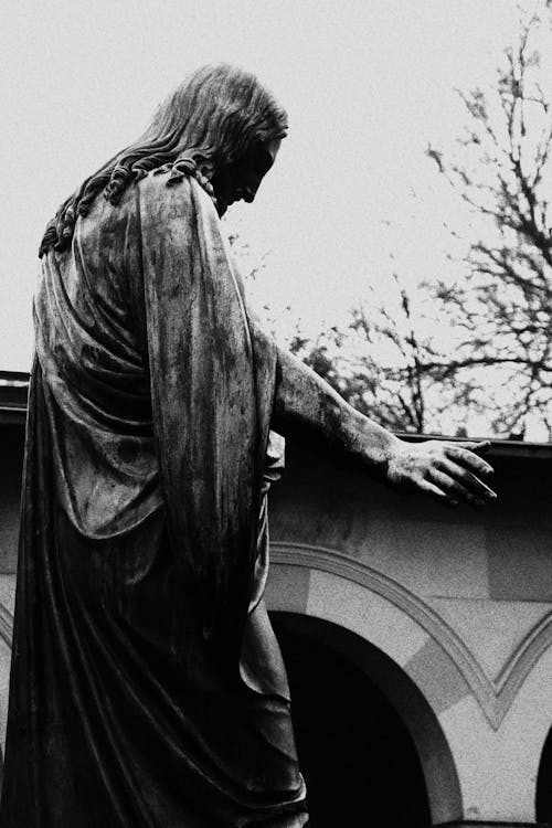 가톨릭, 동상, 블랙 앤 화이트의 무료 스톡 사진