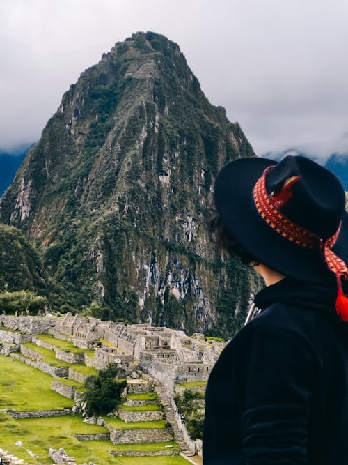 Back View of a Woman Looking at Machu Picchu