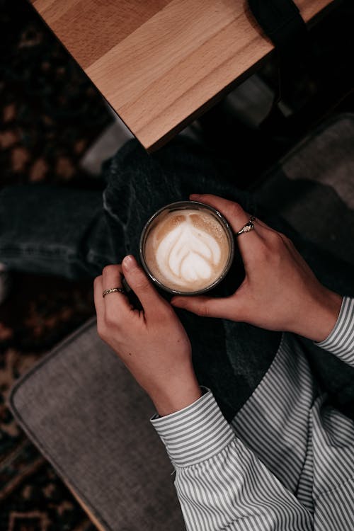 Ingyenes stockfotó cappuccino, elegáns, felülnézet témában