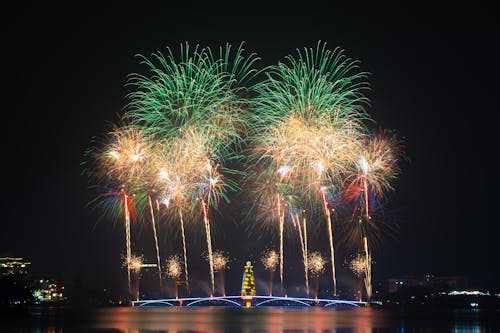 Fireworks in a City at Night 