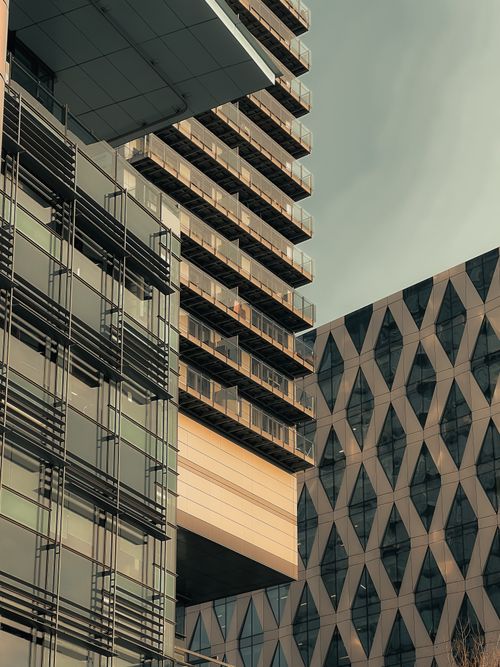 Free Contemporary architecture featuring high-rise balconies in Manchester, UK. Stock Photo
