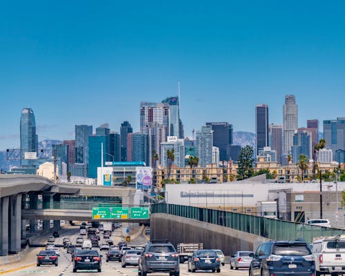 Traffic on the Freeway in Downtown Los Angeles