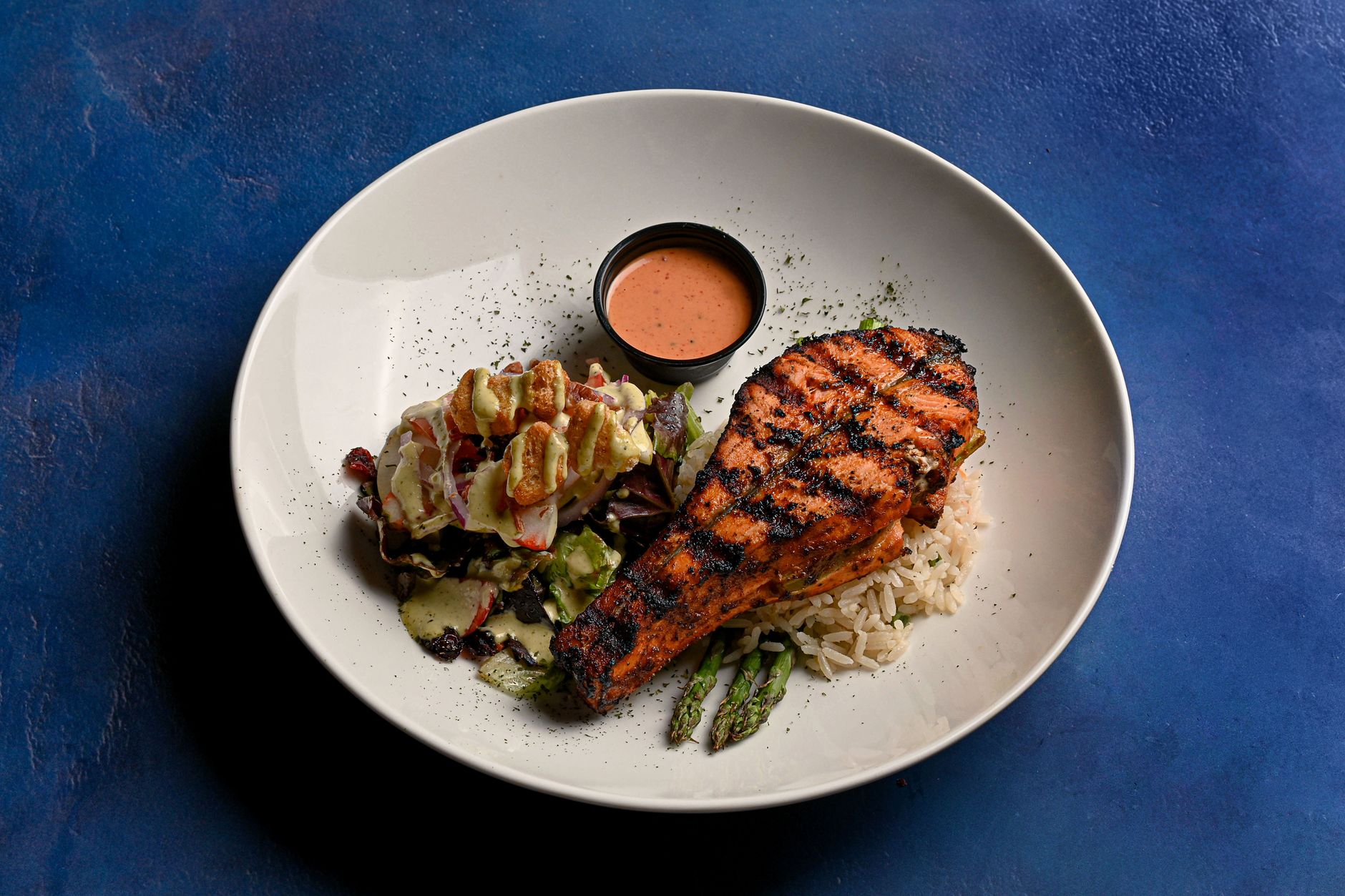 Cajun Salmon with Rice & Asparagus