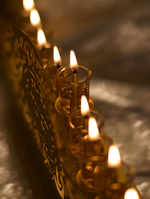 Close Up of a Traditional Candle Lights