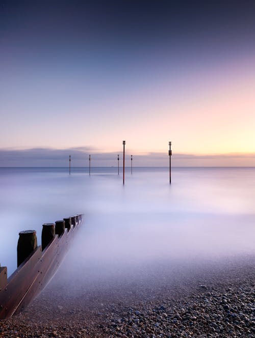 Long Exposure of Calm Water Surface at Sunset