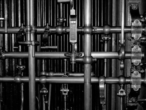 Machinery Pipes in Black and White