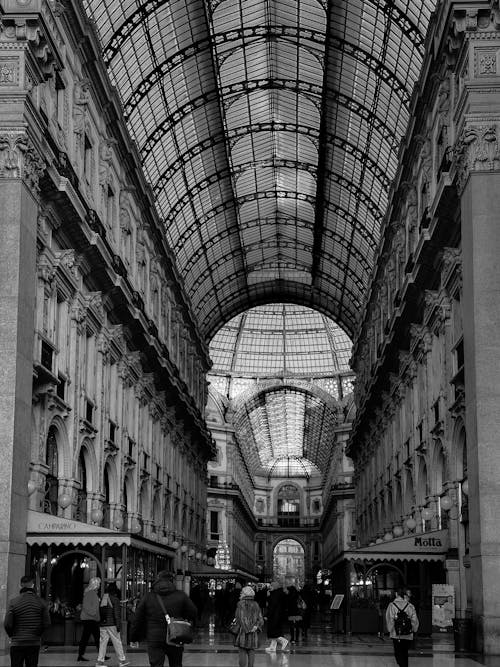 คลังภาพถ่ายฟรี ของ bnw, galleria vittorio emanuele ii, ขาวดำ