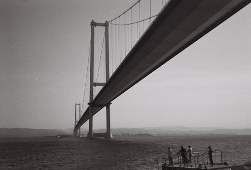 Suspension Bridge in Black and White