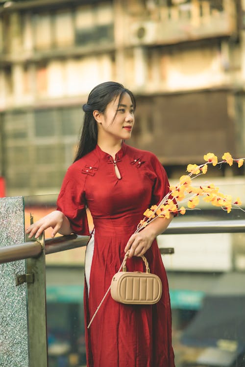 Portrait of Woman in Red Dress