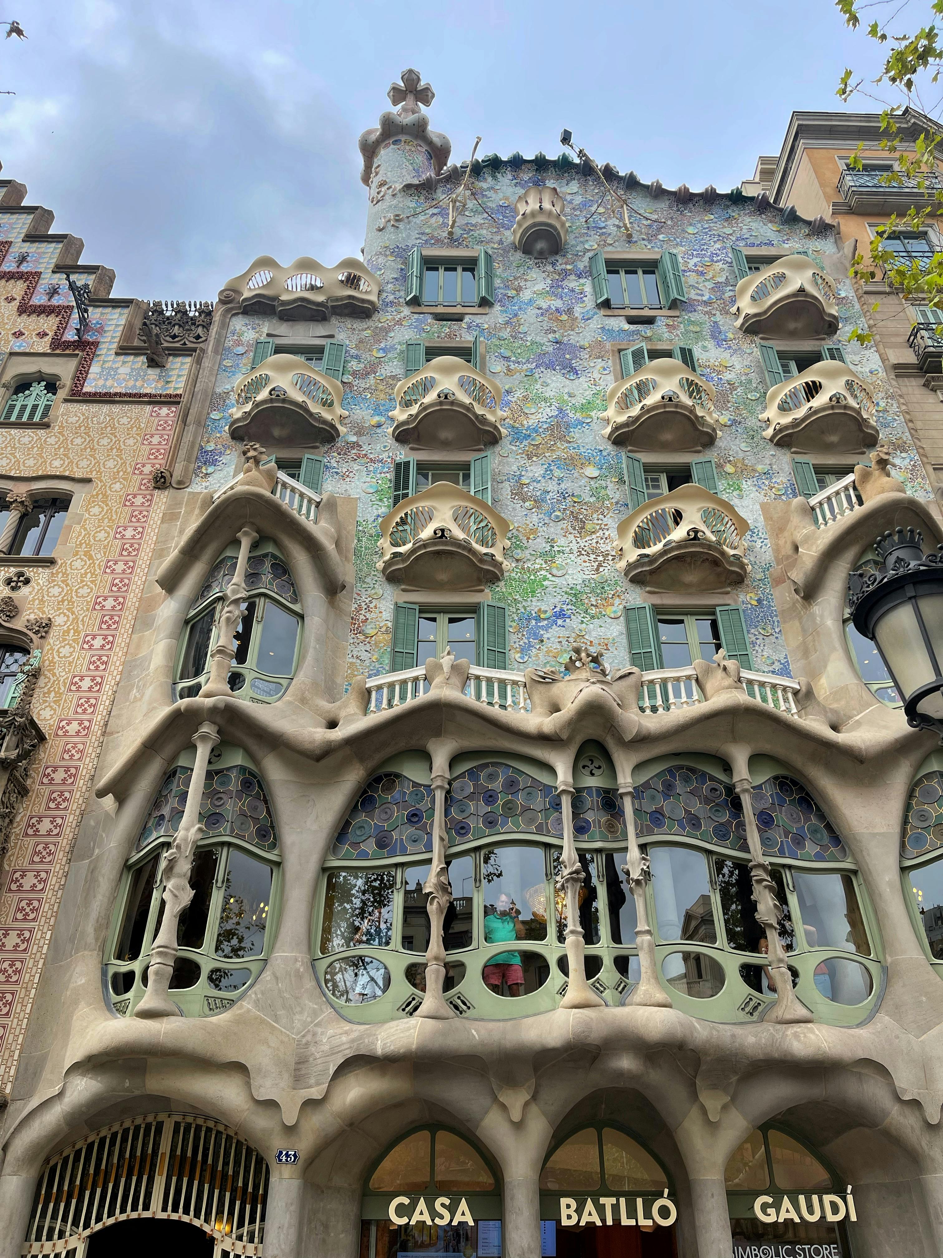 unusual facade of casa batllo in the center of barcelona