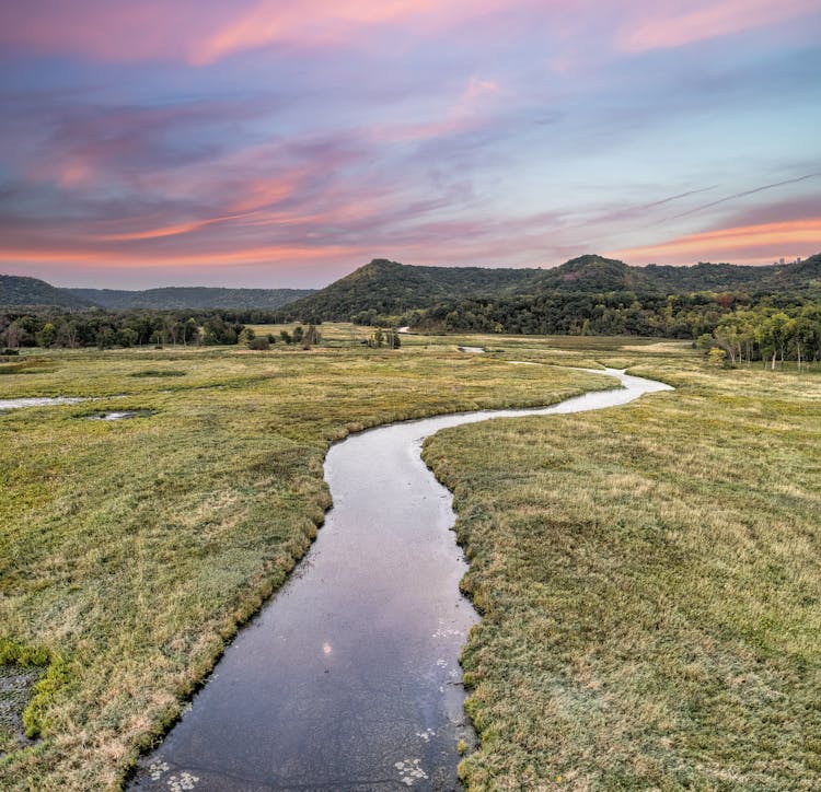 River On Green Plains