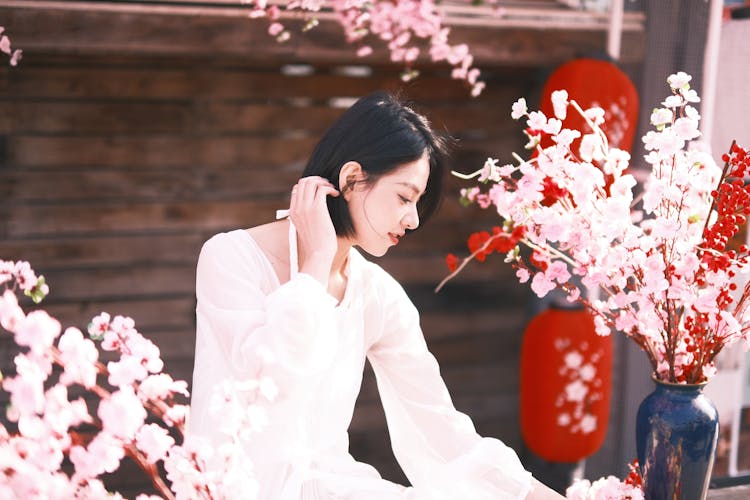 Woman In A Traditional Japanese Garden