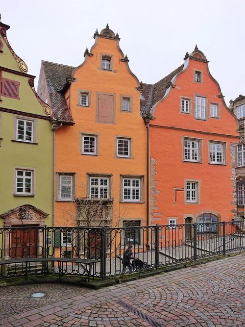 Free Charming historic buildings with colorful facades in Schwäbisch Hall, an iconic German town. Stock Photo