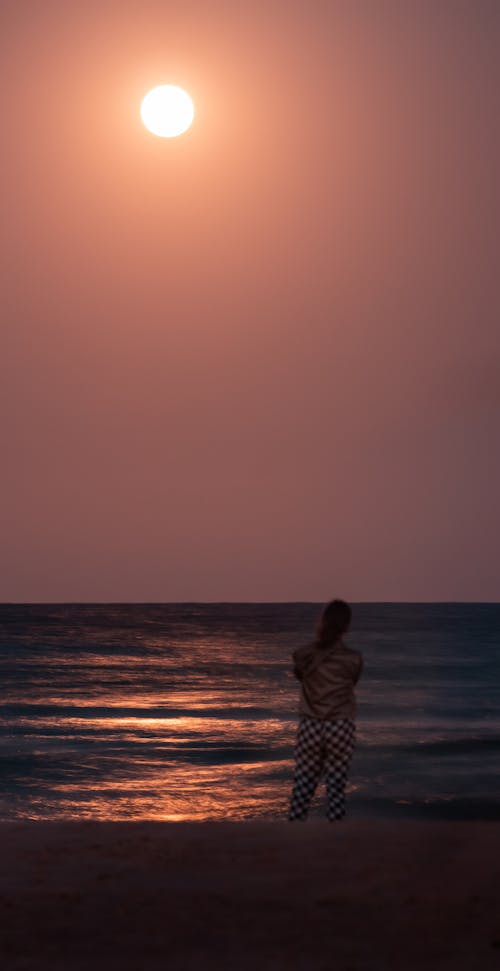 Silhouette of Man on a Beach During Sunset 