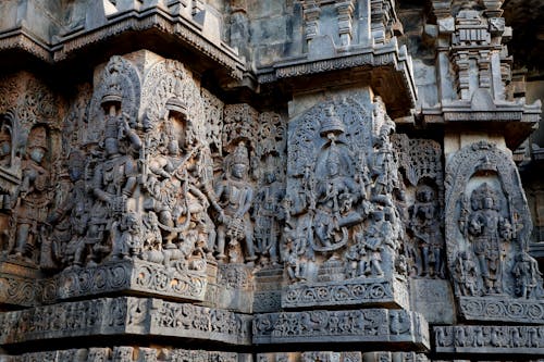 Carves on Wall in Hoysaleswara Temple in India