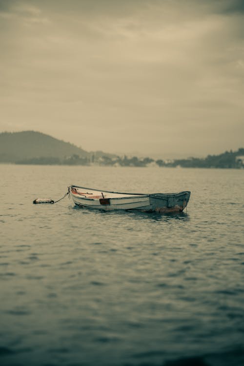 Empty Boat Floating near the Coast