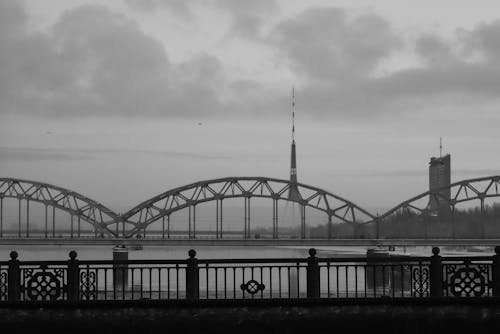 Bridge in Town in Black and White