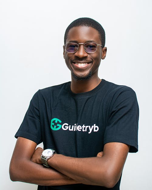 Portrait of Smiling Man in T-shirt