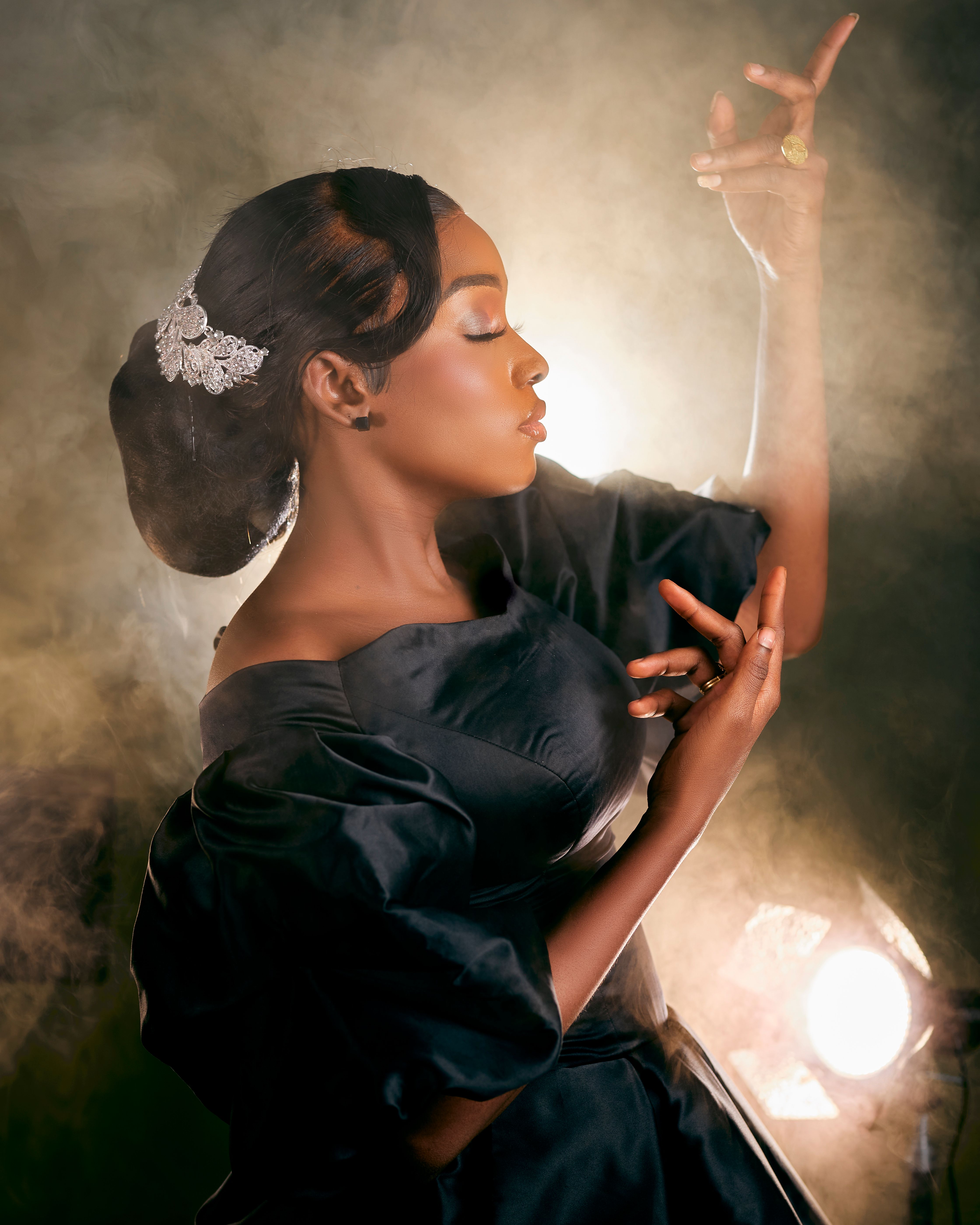 Woman in Black Dress and with Eyes Closed Free Stock Photo Woman in Black Dress and with Eyes Closed Free Stock Photo
