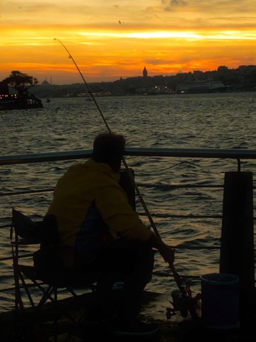 Angler in Istanbul at Golden Hour