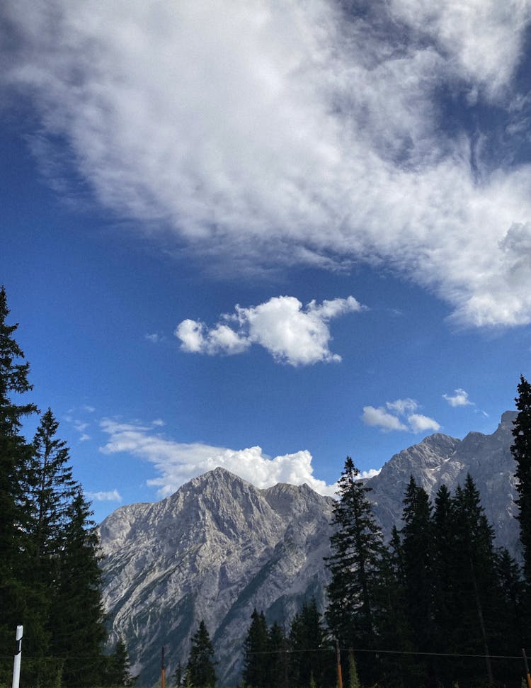 Rocky Steep Mountains And Conifer Trees