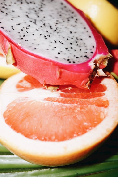 Sliced Dragon Fruit And Grapefruit