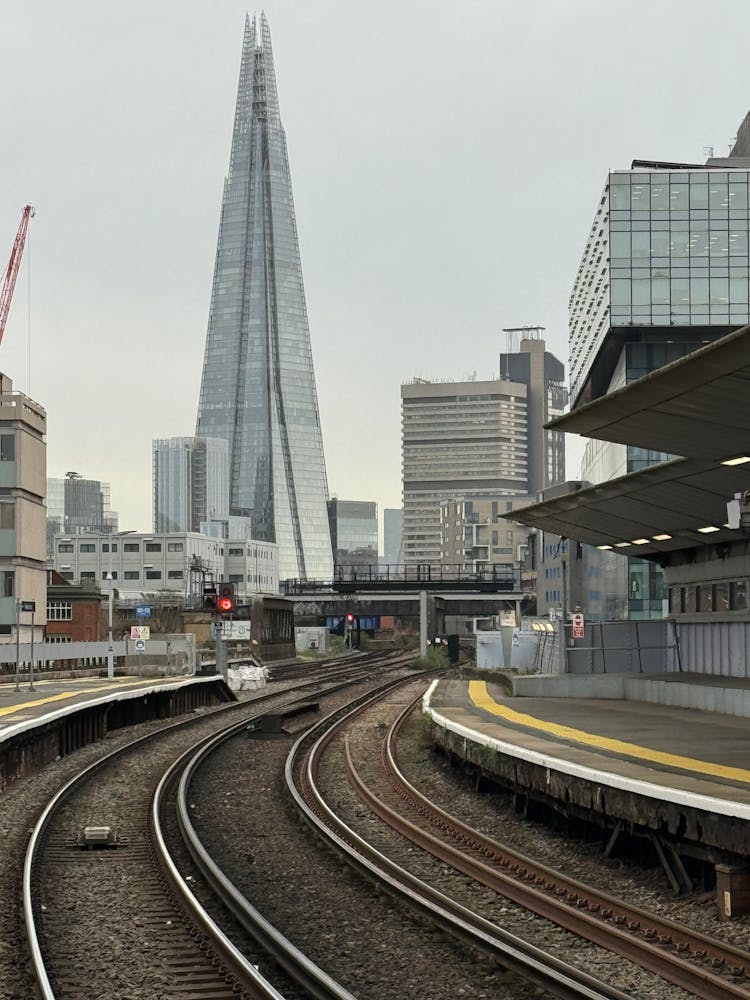 Waterloo East Station In London With View Of The Shard Building, England, UK 