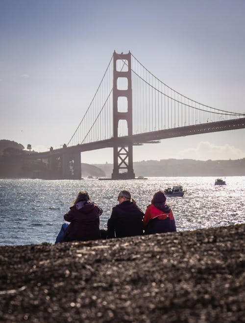 Group of Friends Looking at Golden Gate Bridge 