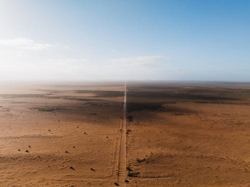 Dirt Road Through the Desert From a Birds Eye View