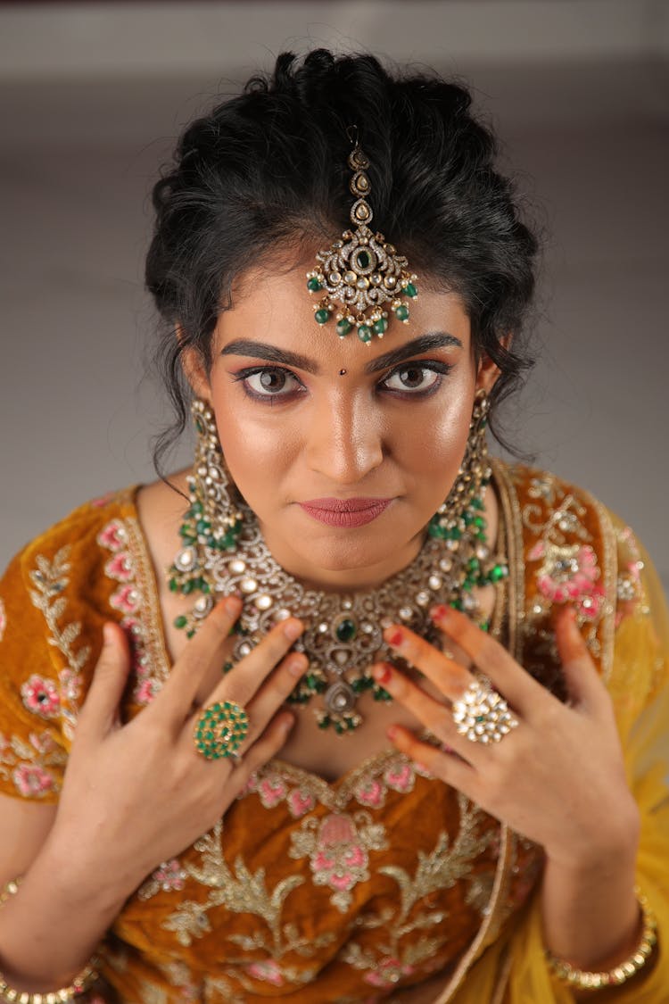 Beautiful Brunette Woman With Precious Jewellery