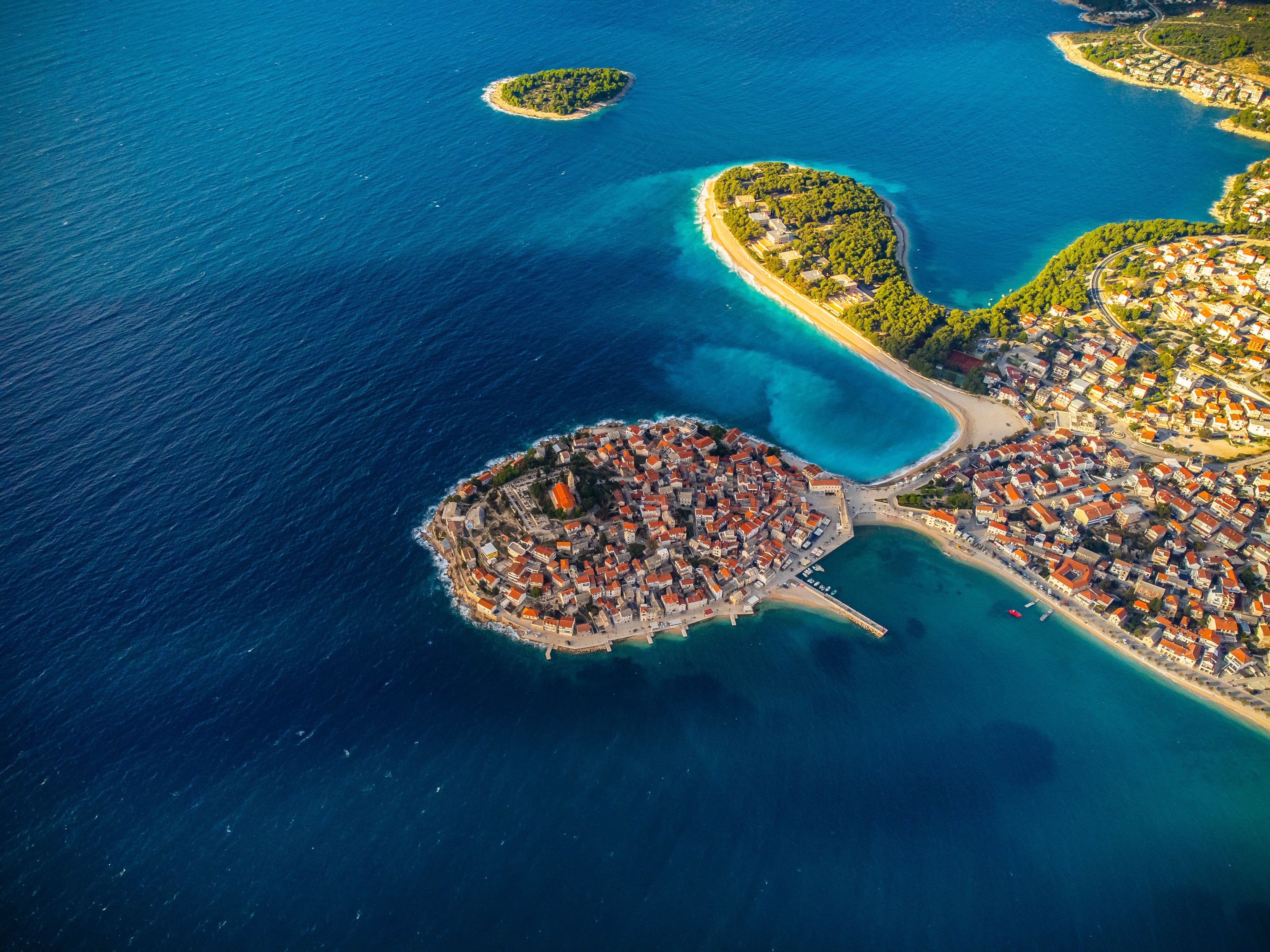 Drone Shot of Primosten Town on the Adriatic Coast in Croatia · Free ...