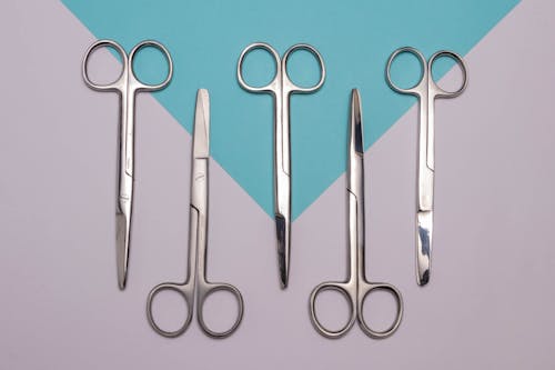 Top View of Evenly Displayed Scissors 