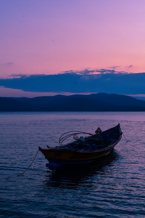 A Boat on the Shore at Sunset 