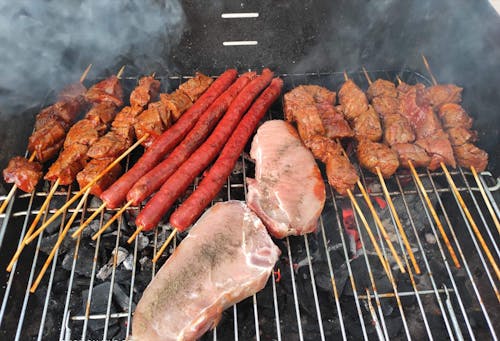 Meat Frying on the Grill