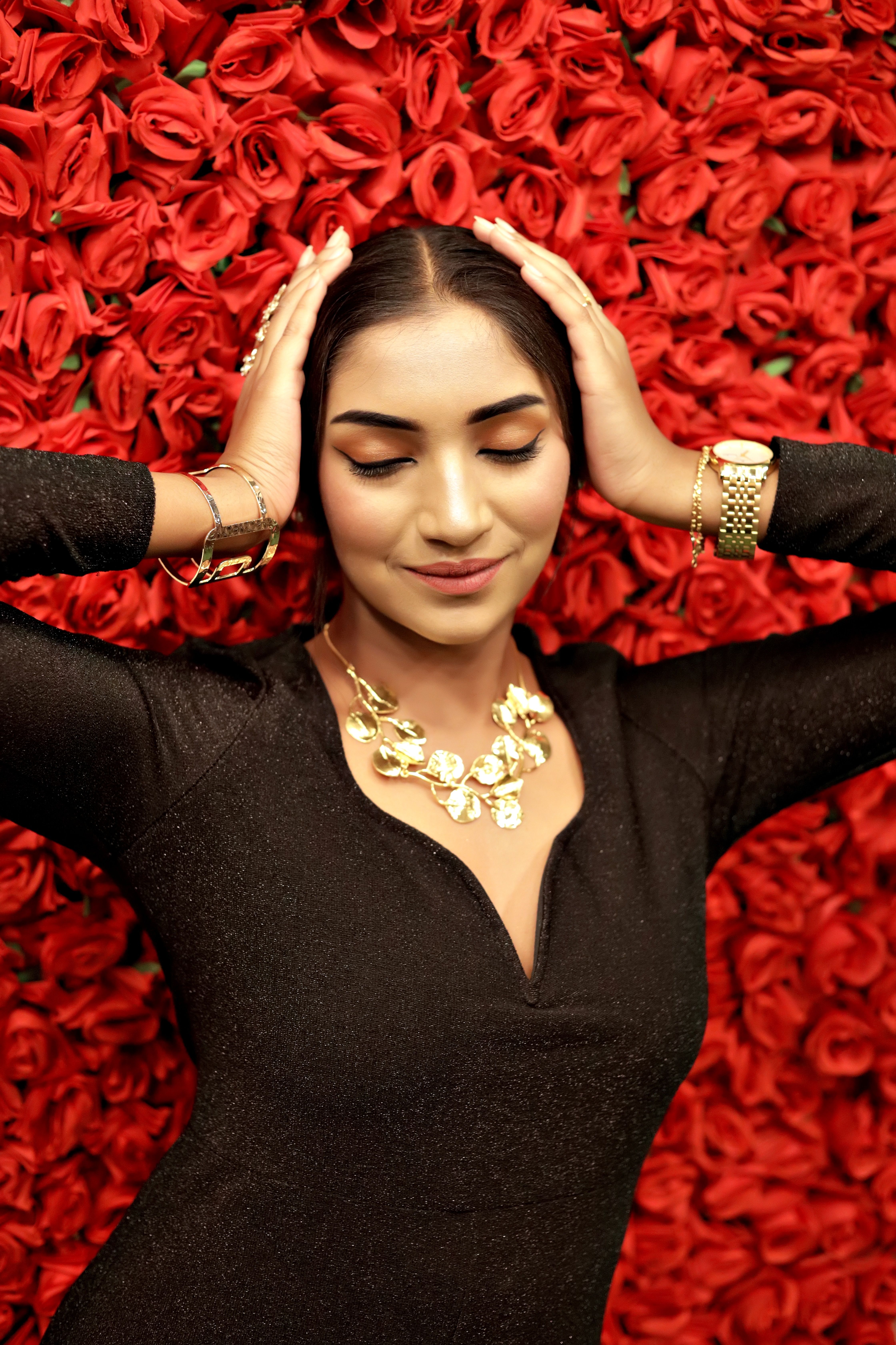 Portrait of a Woman with Roses · Free Stock Photo