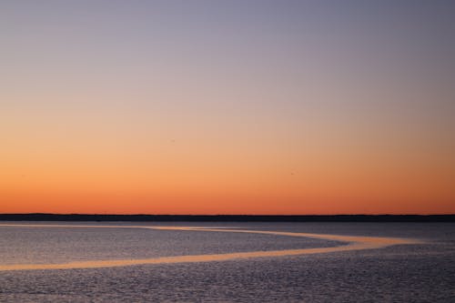 Clear Sky over Calm Sea at Sunset