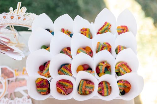 Goodie Bags with Candy on the Table at a Party 