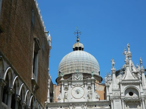 Free Iconic dome of Doge's Palace against a clear blue sky in Venice, Italy. Stock Photo