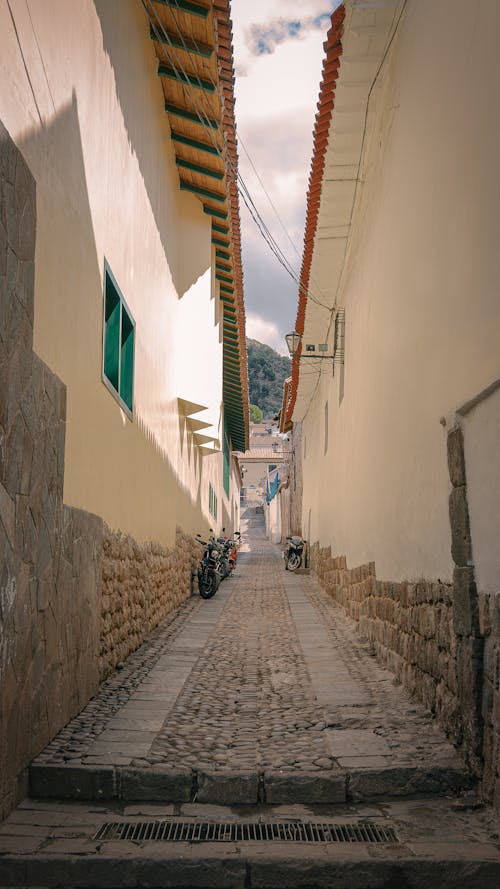 Narrow Walkway between Building Walls 