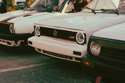 Film Photo of Vintage Volkswagen Golf I at a Car Show 
