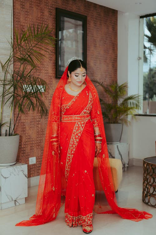 Fotobanka s bezplatnými fotkami na tému červené šaty, elegancia, Indka