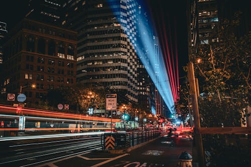 Illuminated Modern City at Night