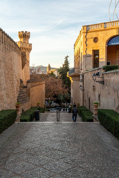A Walkway between the Walls of the Royal Palace of La Almudaina, Palma de Mallorca, Spain 