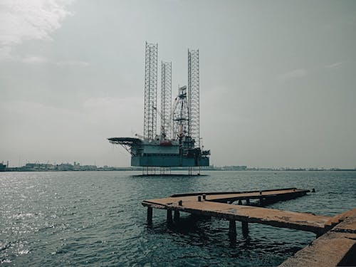 Pier and Platform on Sea at Harbor