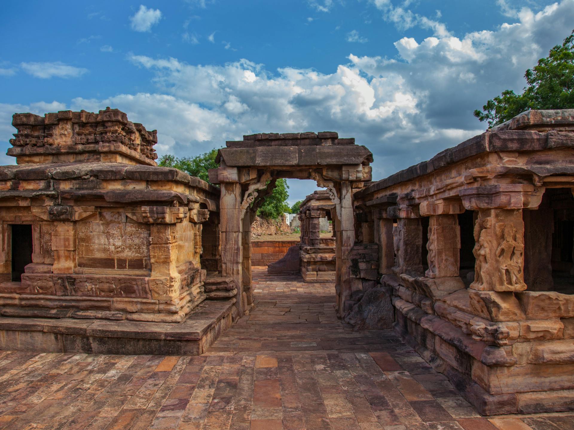 Arch and Stone Walls in Ancient Ruins