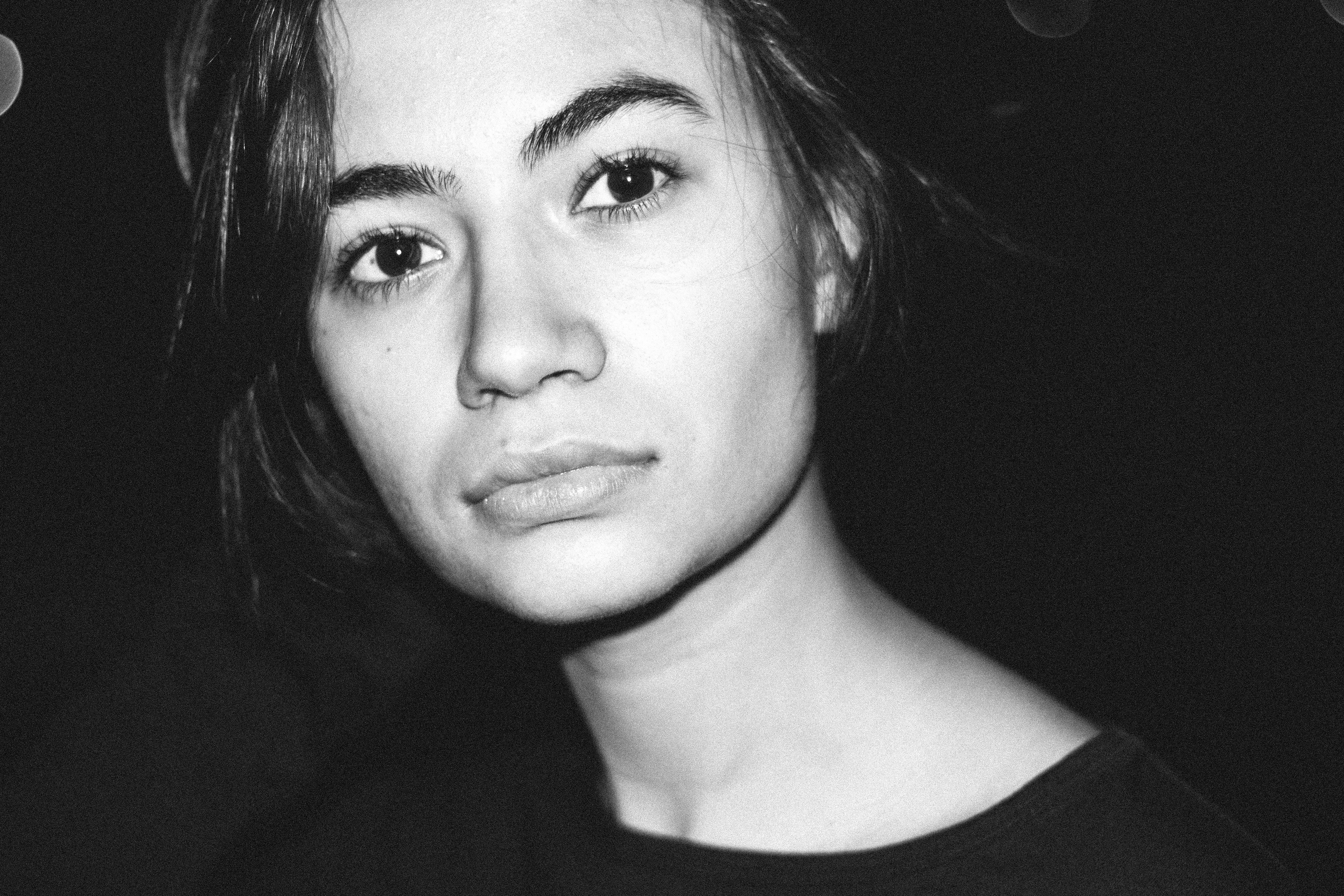 Black and White Portrait of a Young Woman · Free Stock Photo