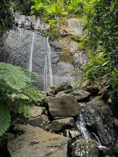 Free Serene waterfall amidst lush tropical forest in Rio Grande, capturing natural beauty. Stock Photo