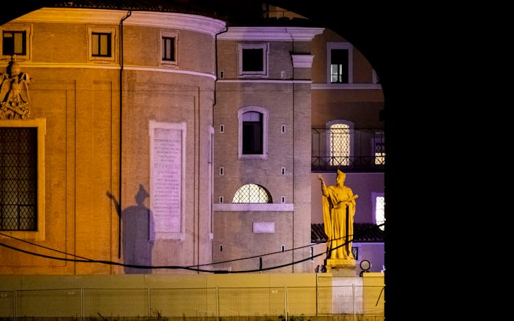 Sculpture In Sain Peter Square In Vatican City